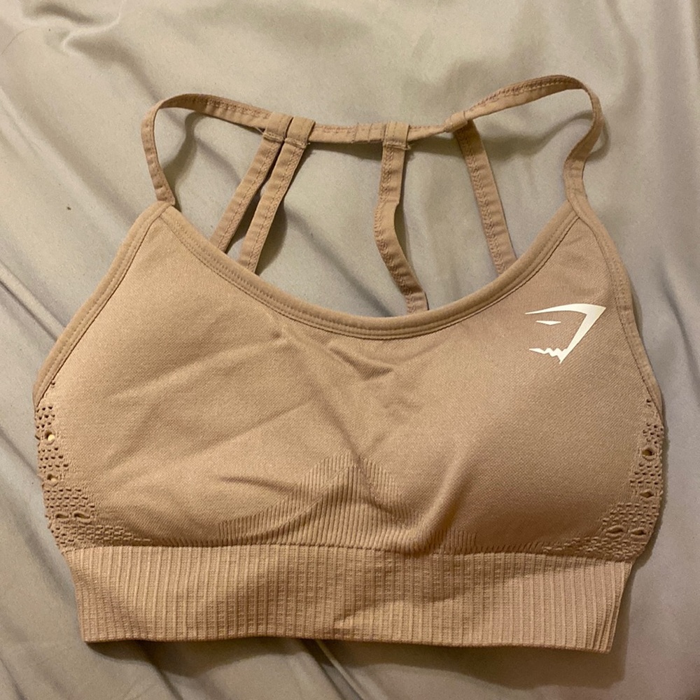 Nude gym shark sports bra